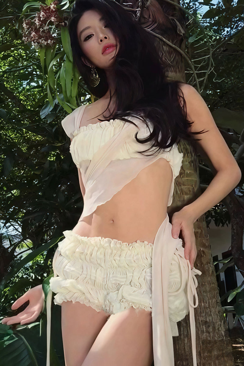 Seersucker Slim Cami Shorts Two Piece Set