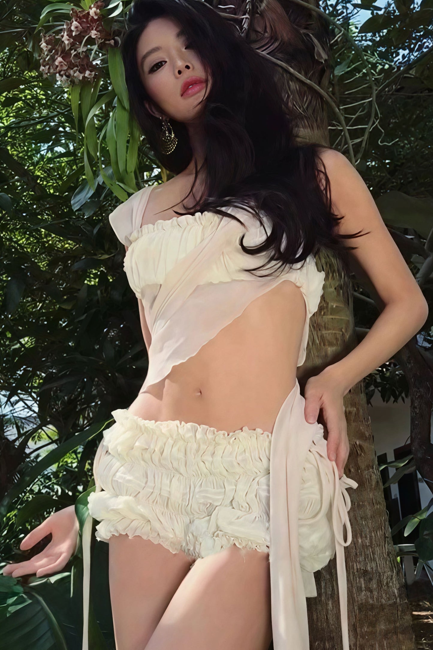 Seersucker Slim Cami Shorts Two Piece Set