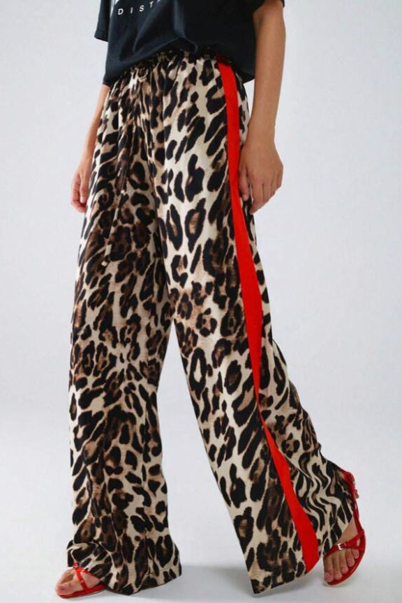 Leopard Print Relaxed Wide Leg Pants