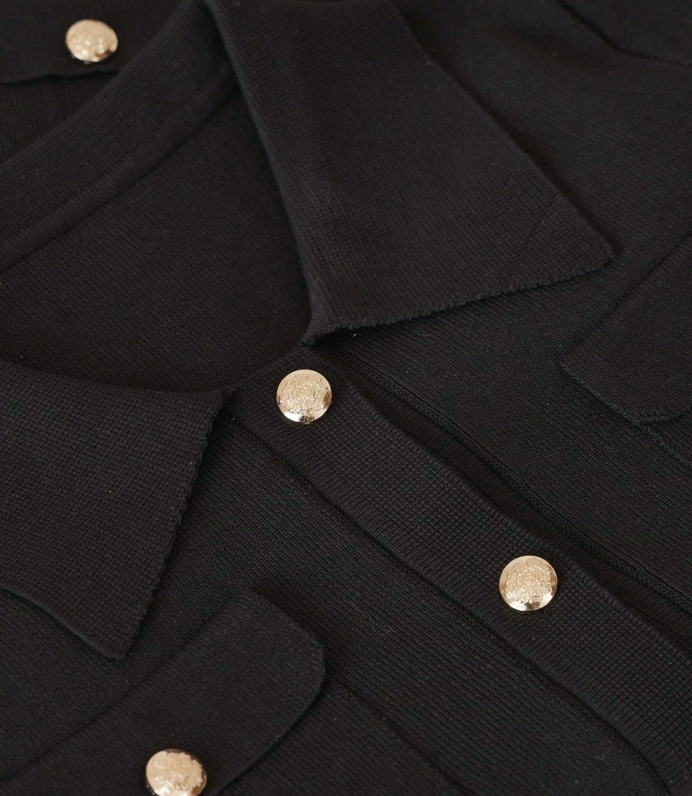 Knitted Slim-fit Two Piece Set - Black