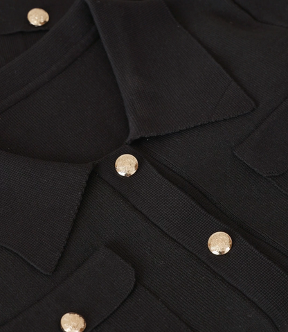 Knitted Slim-fit Two Piece Set - Black