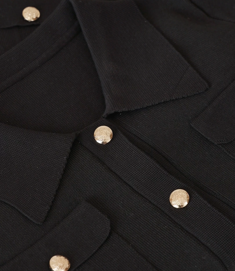 Knitted Slim-fit Two Piece Set - Black