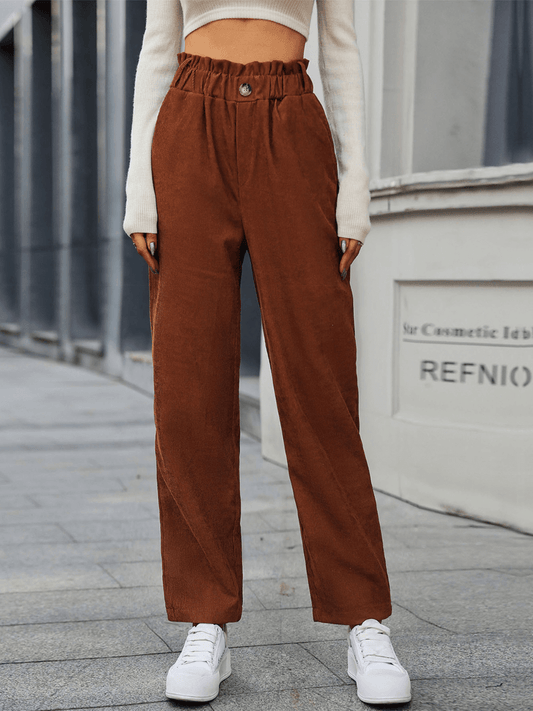 Chill Out Days Pocketed Corduroy Pants - Caramel