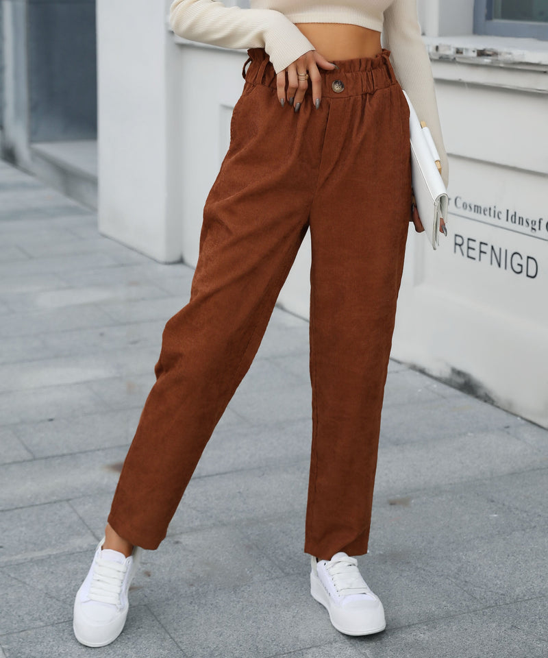 Chill Out Days Pocketed Corduroy Pants - Caramel