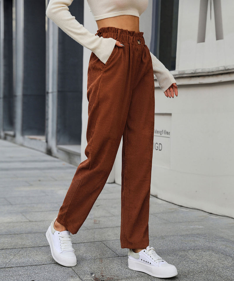Chill Out Days Pocketed Corduroy Pants - Caramel