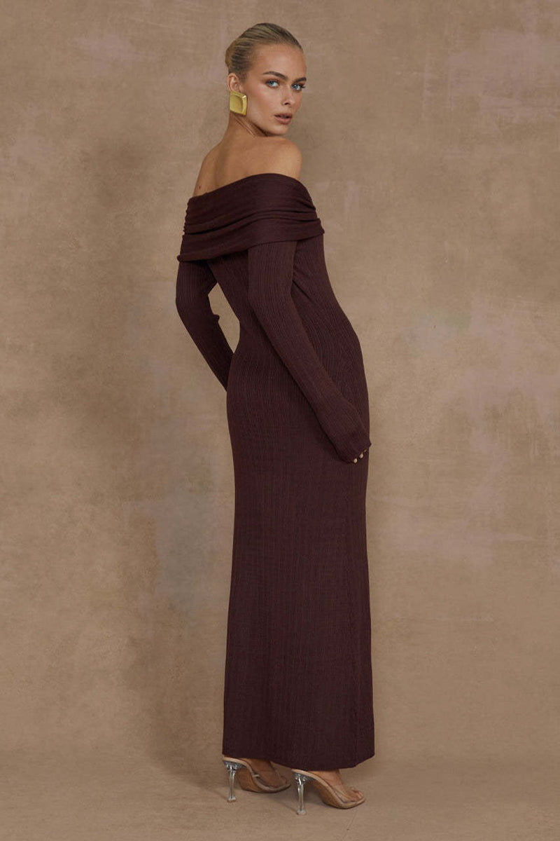 Off Shoulder Knit Sweater Dress