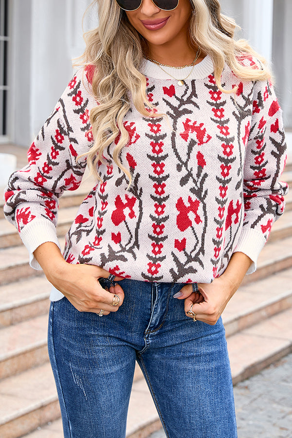 Fashionable Knitted Crew Neck Sweater