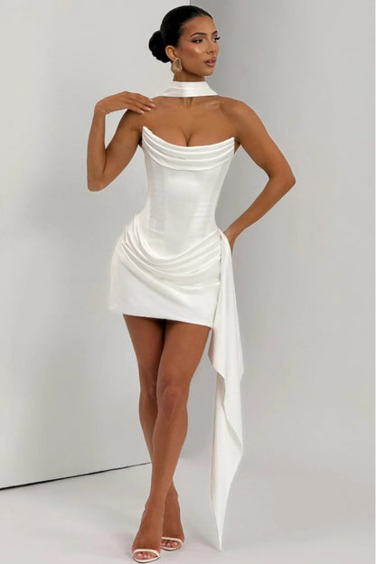 Strapless Scarf Detail Bodycon Mini Dress