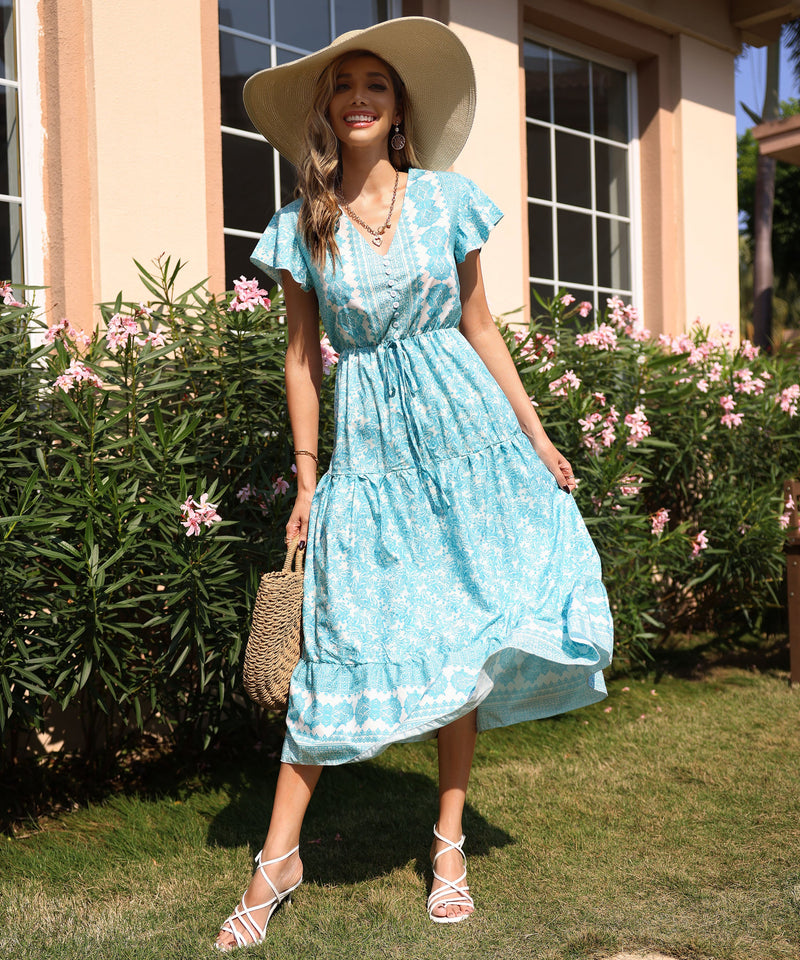 Freddie Maxi Dress - Green Print