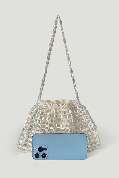 Handmade Flat Beaded Beaded Woven Handbag Bag
