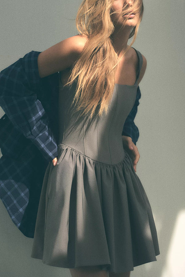 Velvet Square Neck Slim Fit Mini Dress