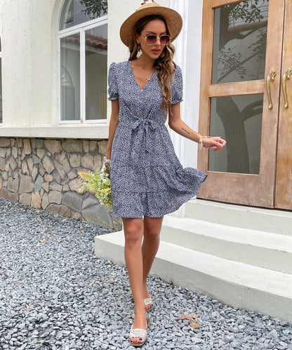 Maurisse Dress - Blue Print