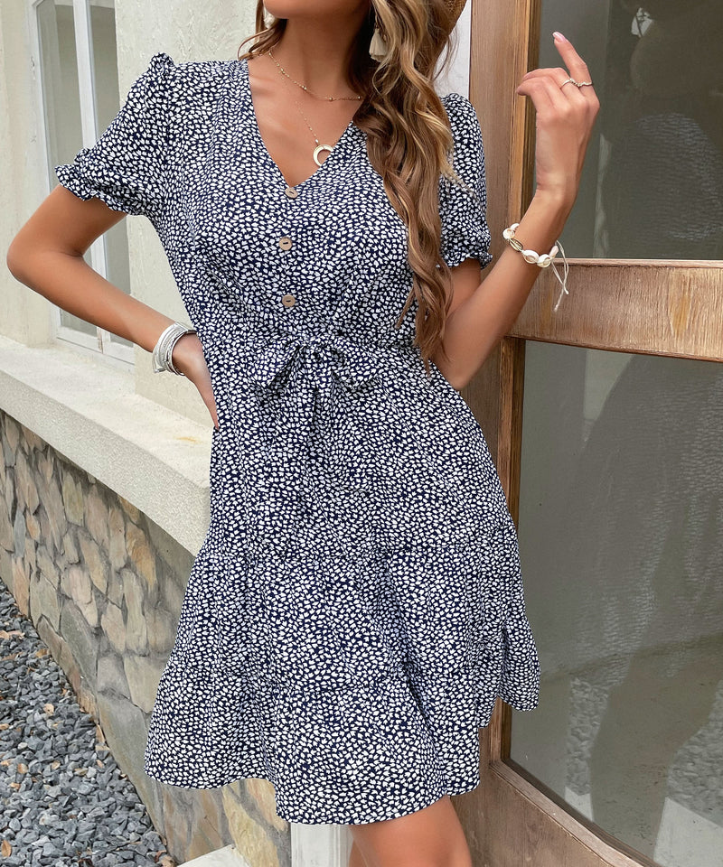 Maurisse Dress - Blue Print