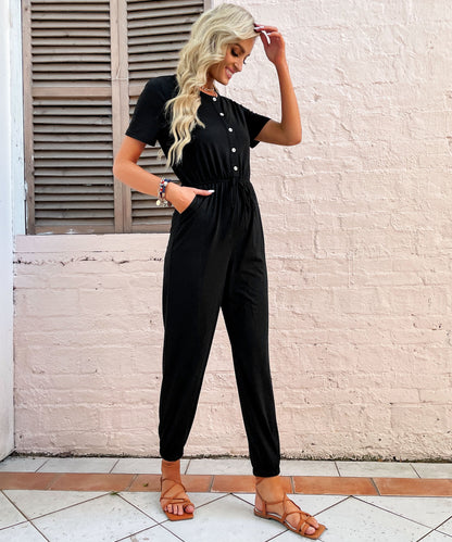 Adventurer Cotton Blend Jumpsuit - Black