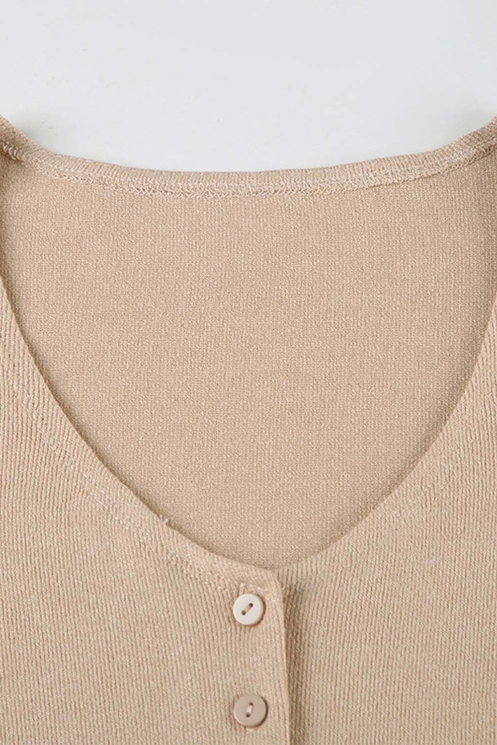 Deep V-neck Buttoned Sweater Dress