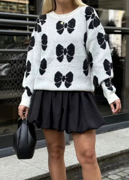 Butterfly Print Knit Pullover - Cozy Sweater for