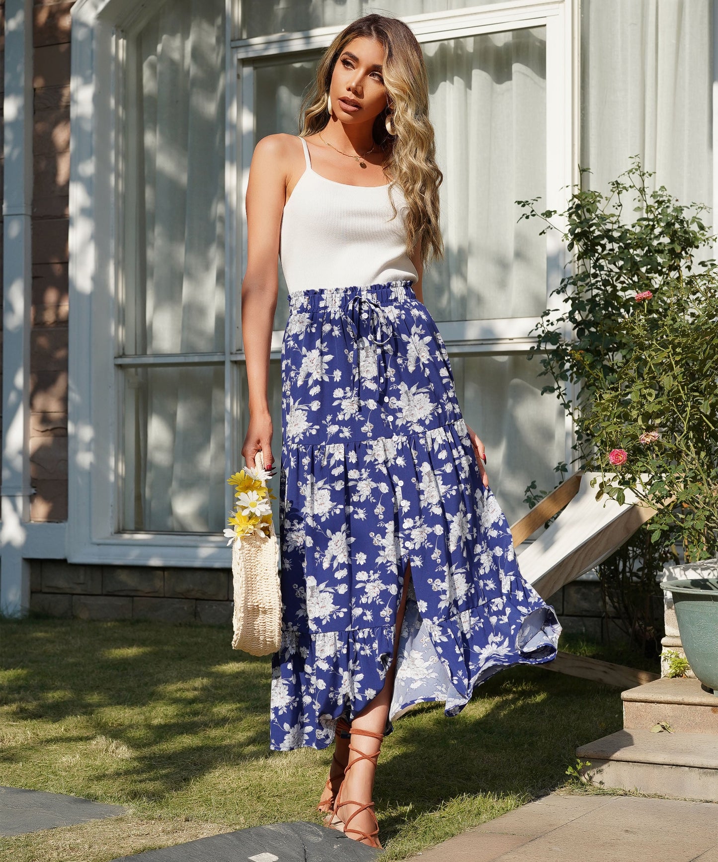 Bluey Maxi Skirt - Blue Print