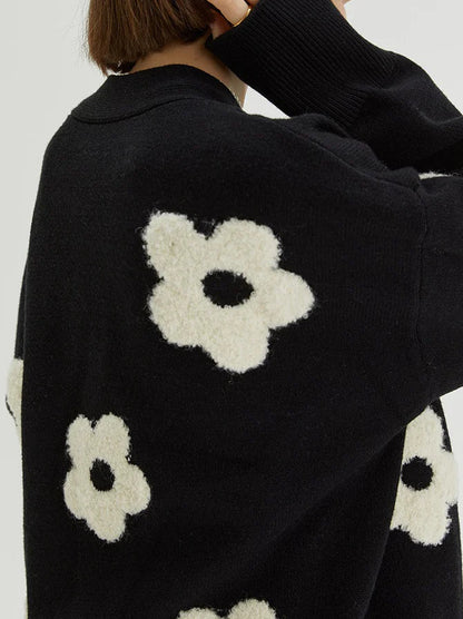Jacquard Knit V-neck Cardigan