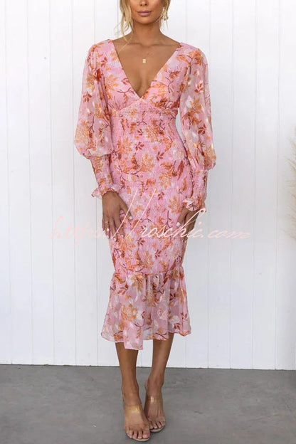 Garden Gathering Smocked Waist Midi Dress