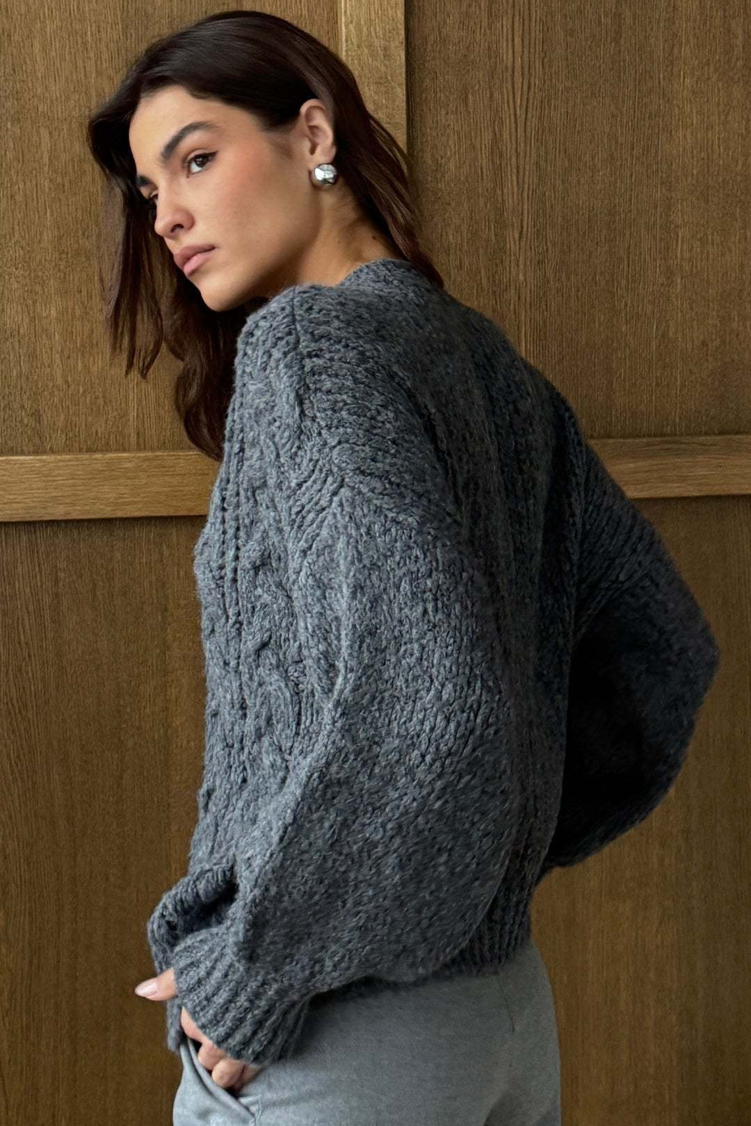 Cable Knit Crewneck Sweater