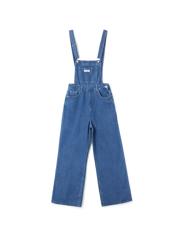 Blue Washed Effect Boyfriend Denim Overalls