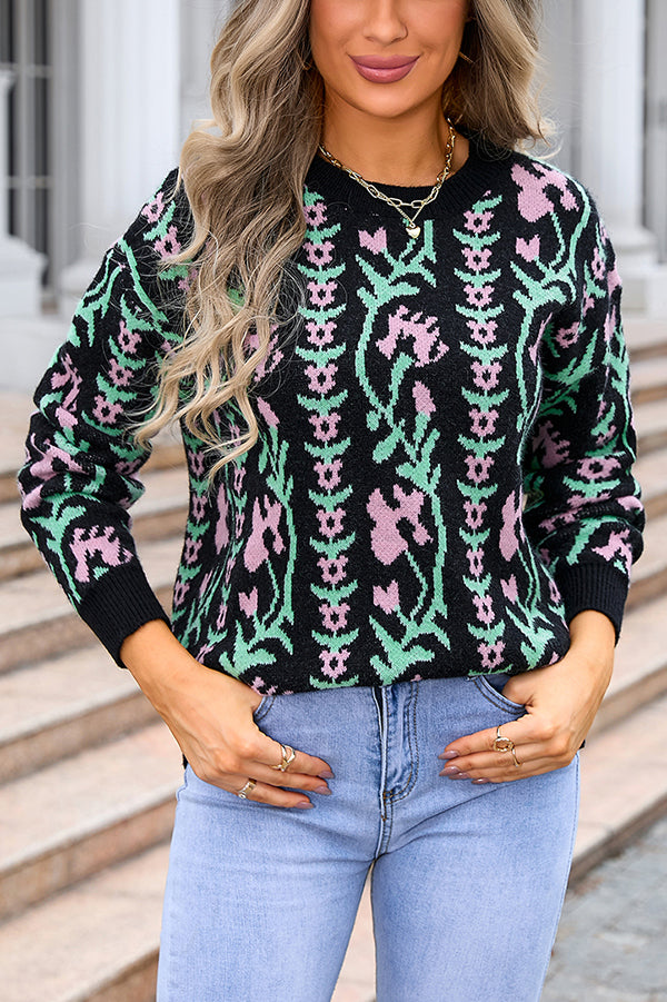 Fashionable Knitted Crew Neck Sweater