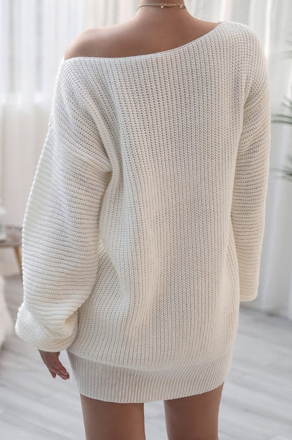 Knit Off Shoulder Sweater Dress