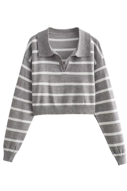Striped Slim-fit Cropped Sweater