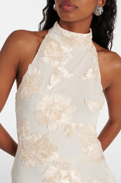 Liora — Appliqué Maxi Dress With Sheer Layers
