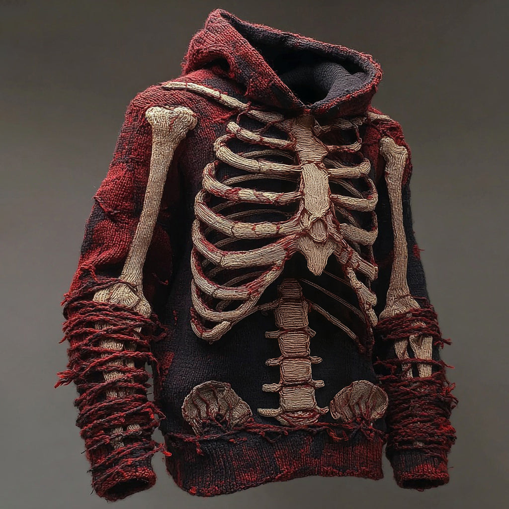 Men's Vintage Anatomy Knit Hooded Sweater artswardrobe