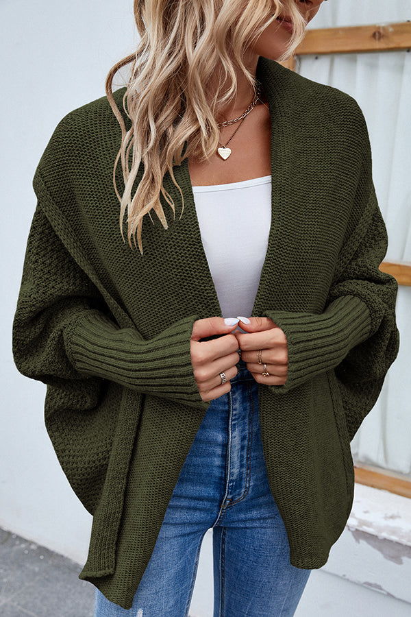 Color Dolman Sleeve Knitted Cardigan