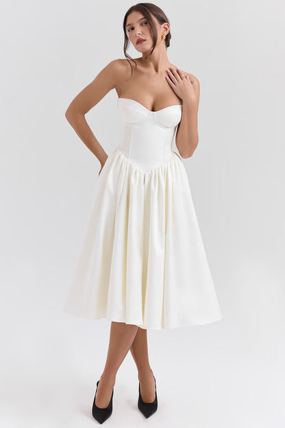Ivory Satin Midi Dress