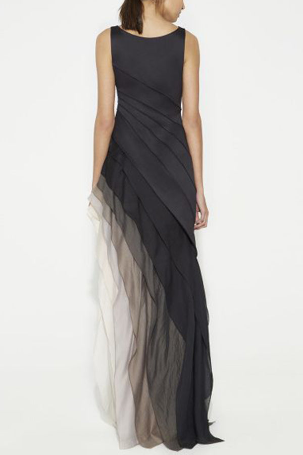 And Mysterious Tulle Gradient Cascading Design Gown Maxi Dress