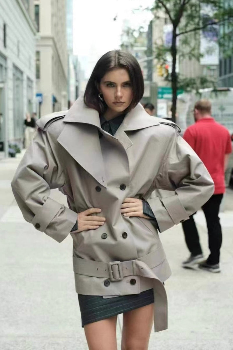 Double Breasted Stand Collar Retro Coat