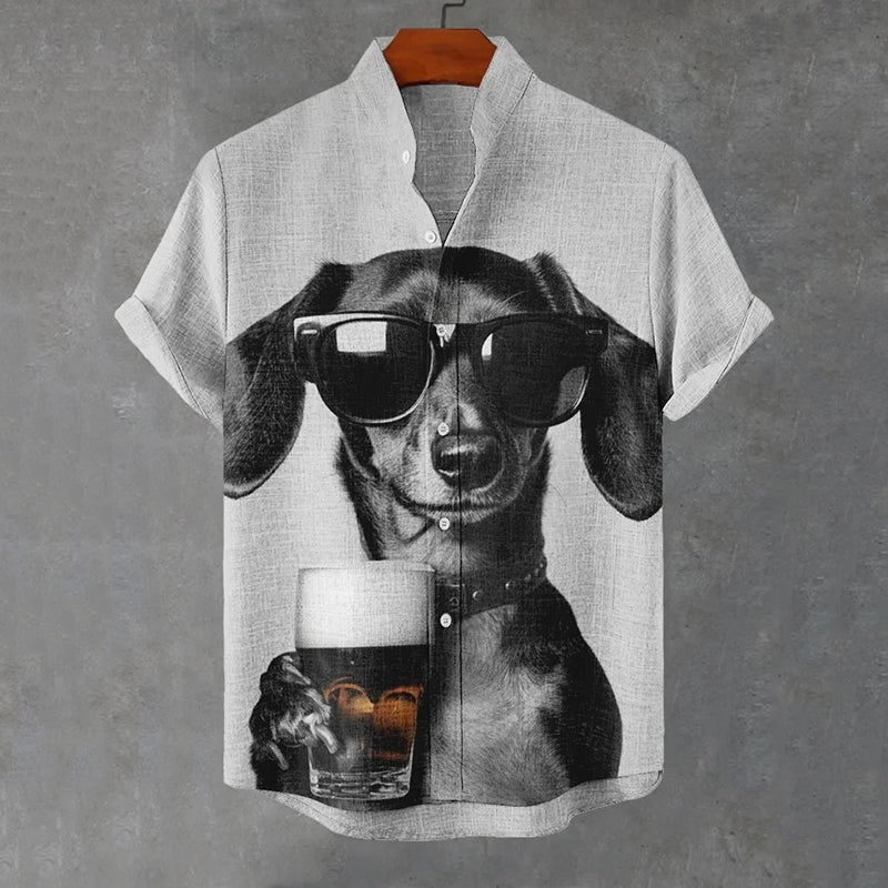 Men's Dachshund Art Pattern Casual Shirt elevenforest