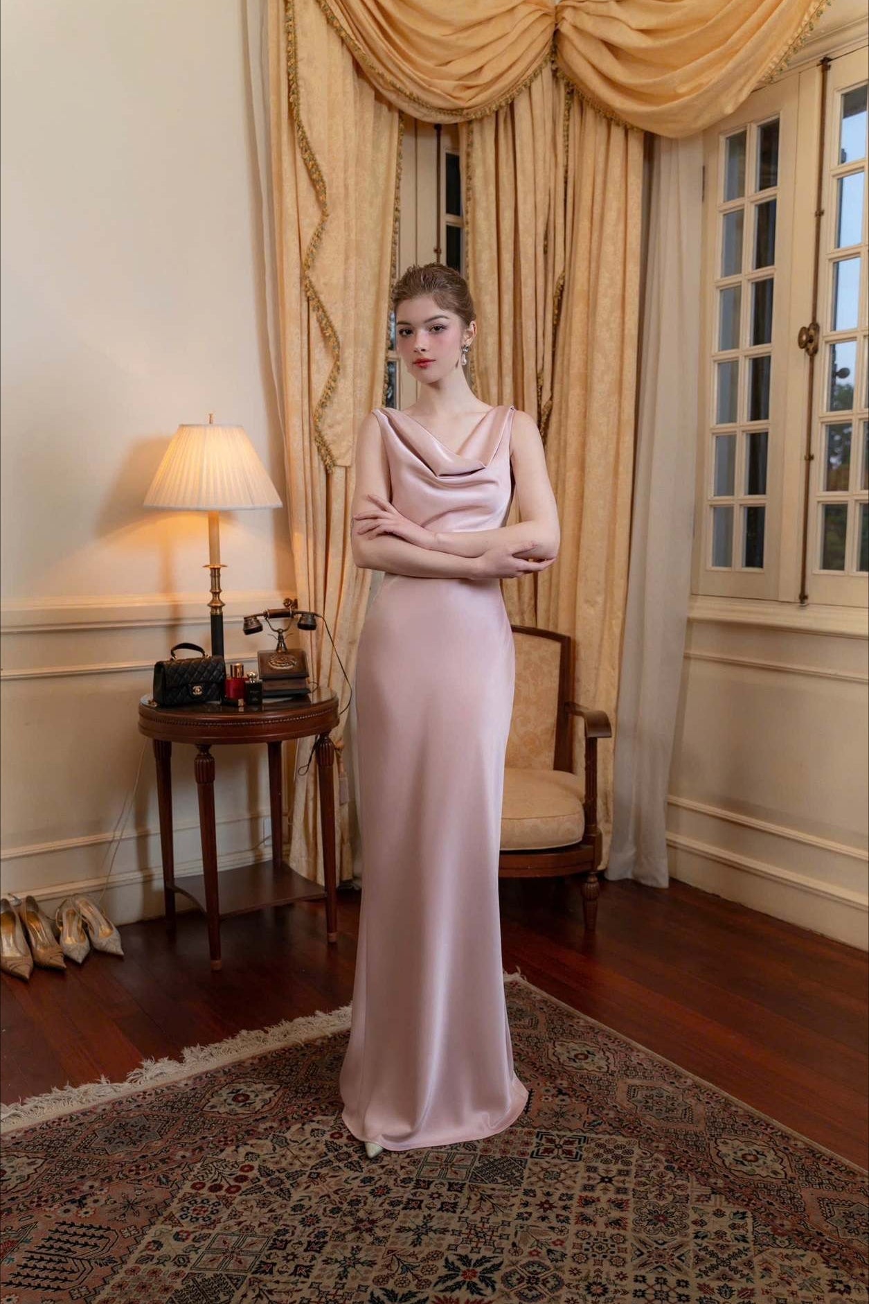 Satin Evening Maxi Dress