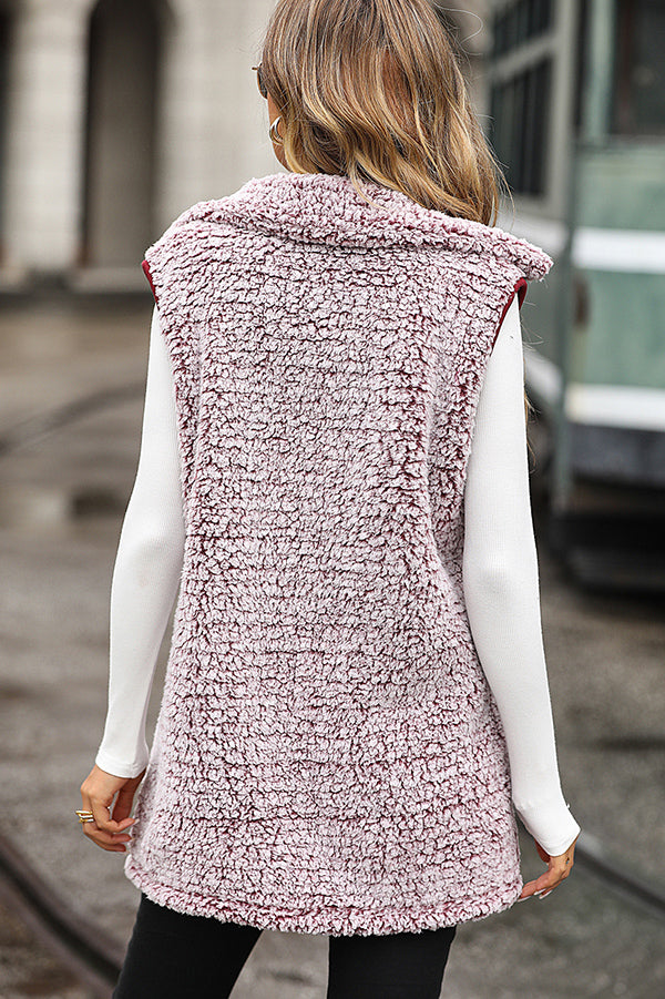 Lapel Sleeveless Pocket Loose Long Vest Coat