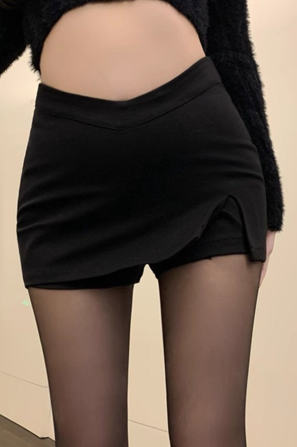 High Waist Split Hot Girl A-line Mini Skirt