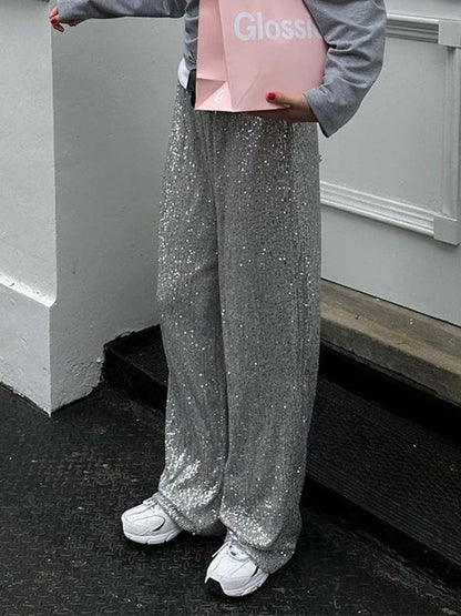 Sliver Sequin Wide Leg Pants
