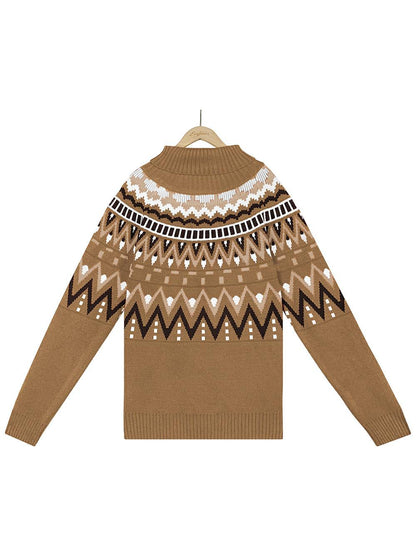Striped Color Block Turtleneck Sweater