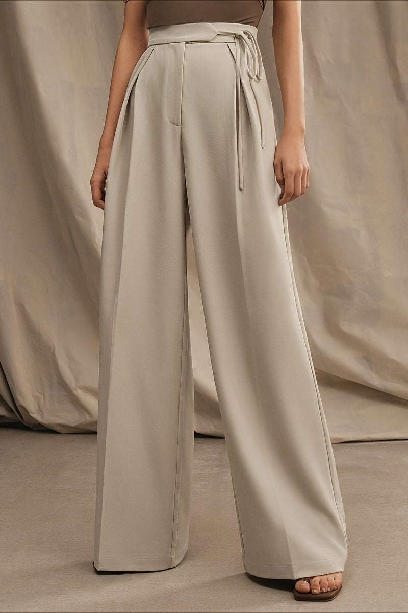 High Waist Tie Wide Leg Long Pants