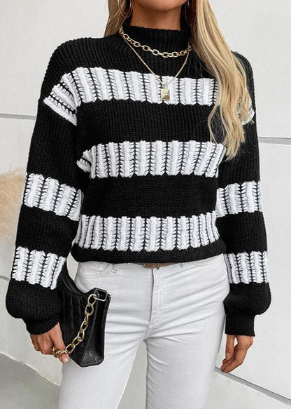 Striped Half Turtleneck Sweater