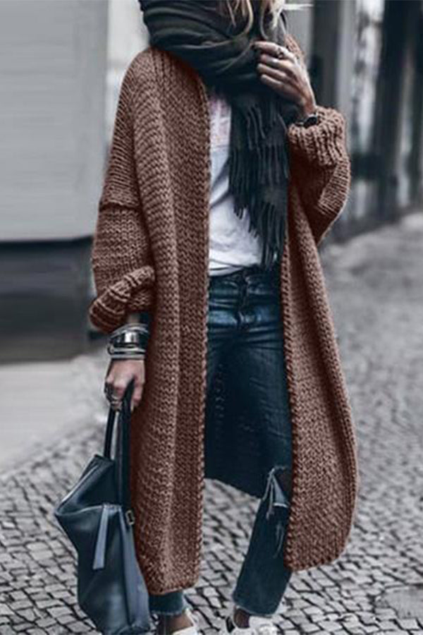Long Sleeve Knitted Cardigan ( Suggest to Choose Two Sizes Up)
