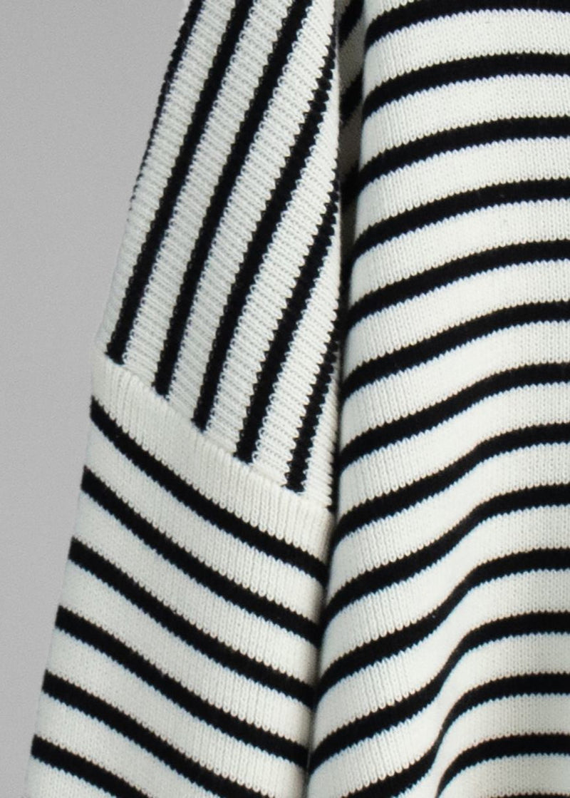 Mariner – Striped V-neck Knit Sweater With Wide Sleeves