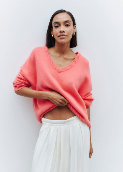 Cozy V-neck Loose Knit Sweater