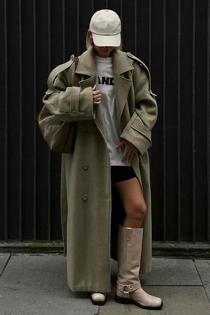 Double Breasted Belted Overcoat