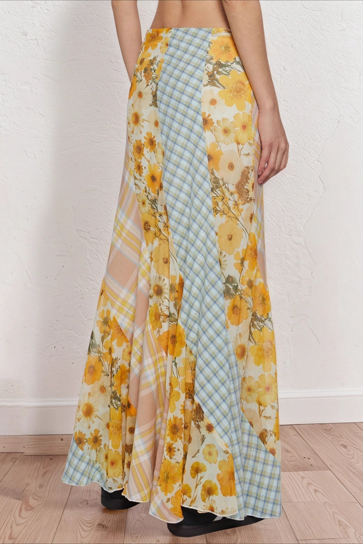 Contrast Panel Straight Skirt