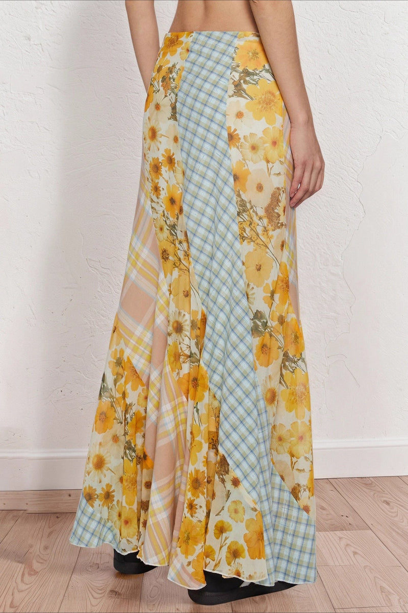 Contrast Panel Straight Skirt