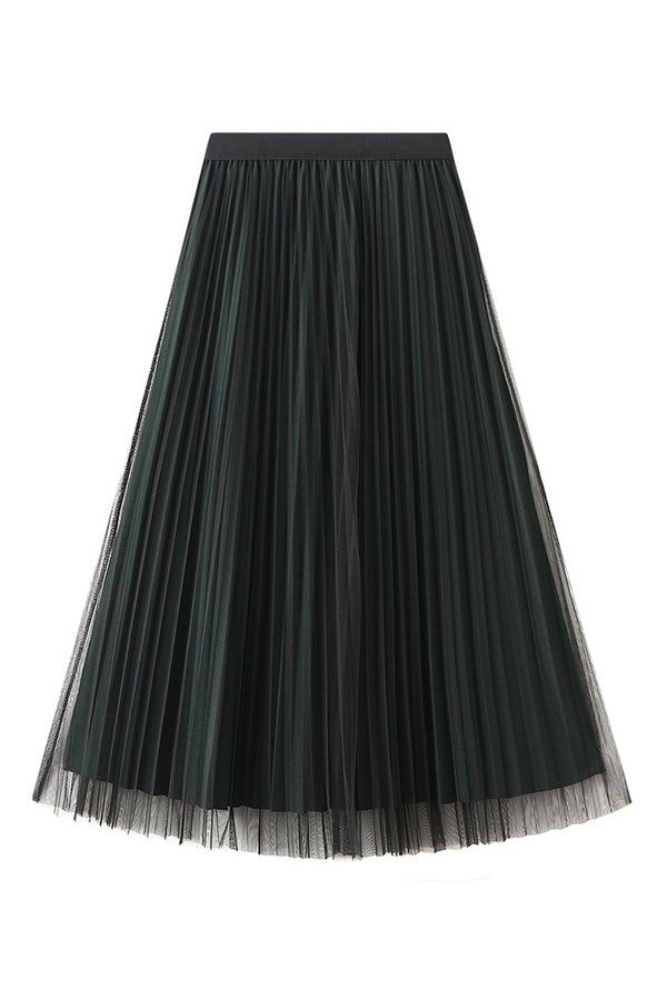 Reversible Pleated A-line Gauze Skirt