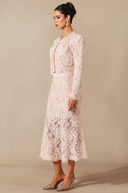 Islay Long Sleeve Lace Midi Dress Set